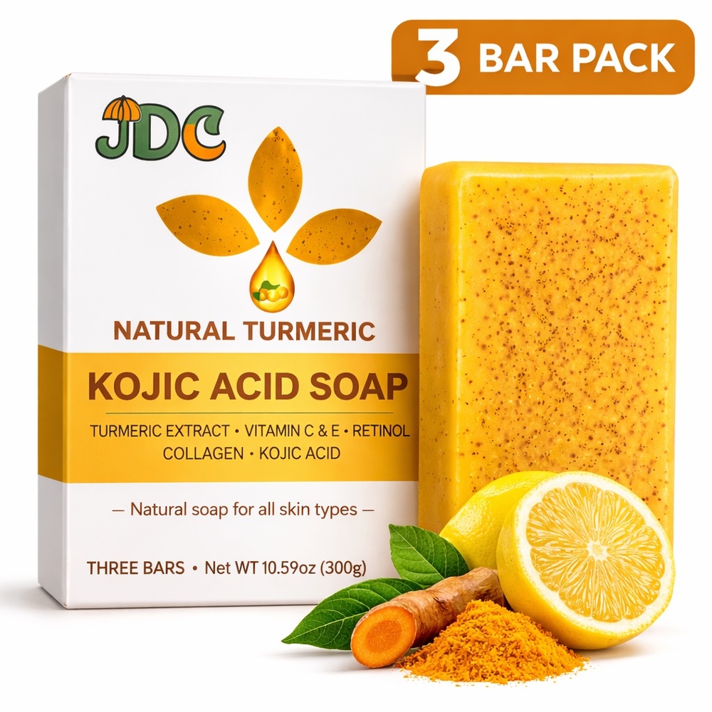 3 Bars Natural Turmeric & Kojic Acid Soap | Brightening | Vitamin C + E Vegan
